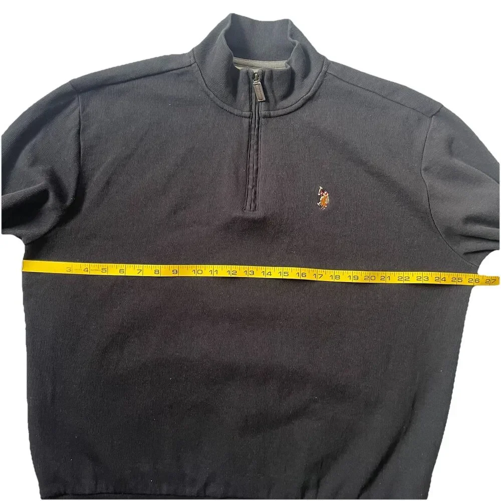 U.S. Polo Assn 1/4 Quarter Zip Sweater Men 2XL XXL Black Knit Pullover Ribbed
